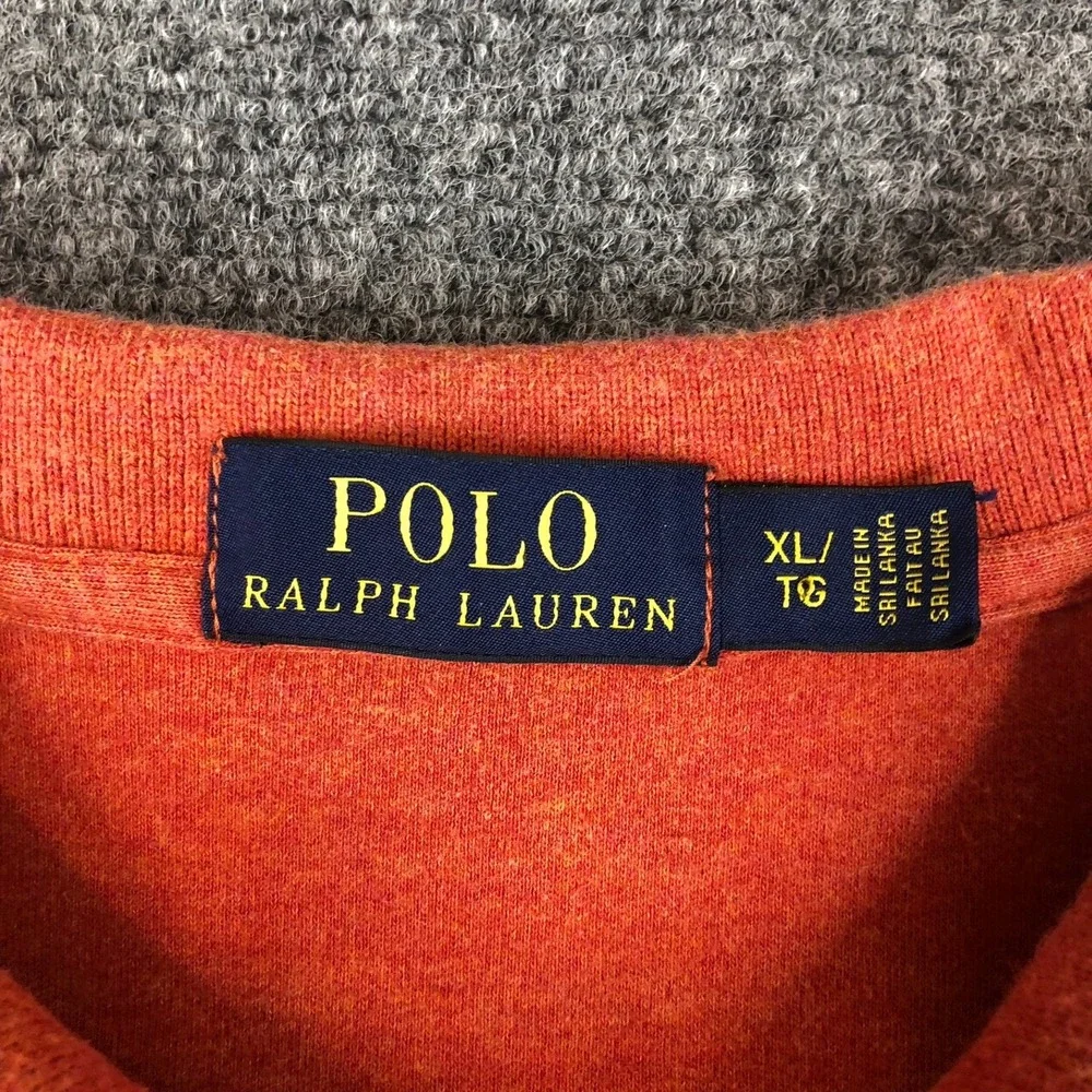 Polo Ralph Lauren Mens‎ XL Polo Shirt Short Sleeve Orange Heathered Pony Logo
